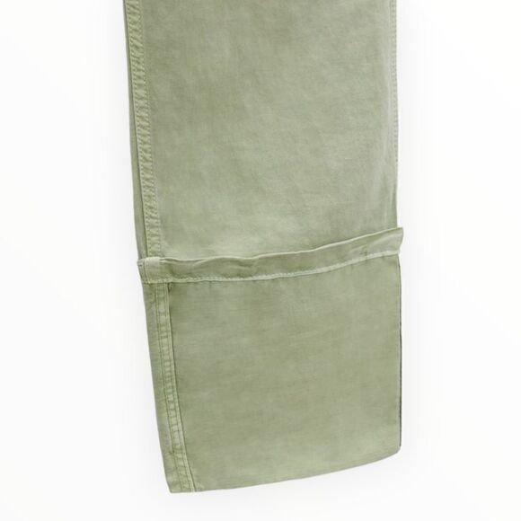 ZARA | Sea Green | LINEN BLEND TURNED UP CUFF PANTS - Picture 5 of 11